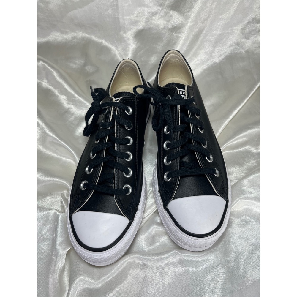 Converse Chuck Taylor All Star Lift Women Size 7 Black Leather Platform Sneaker - Picture 8 of 9